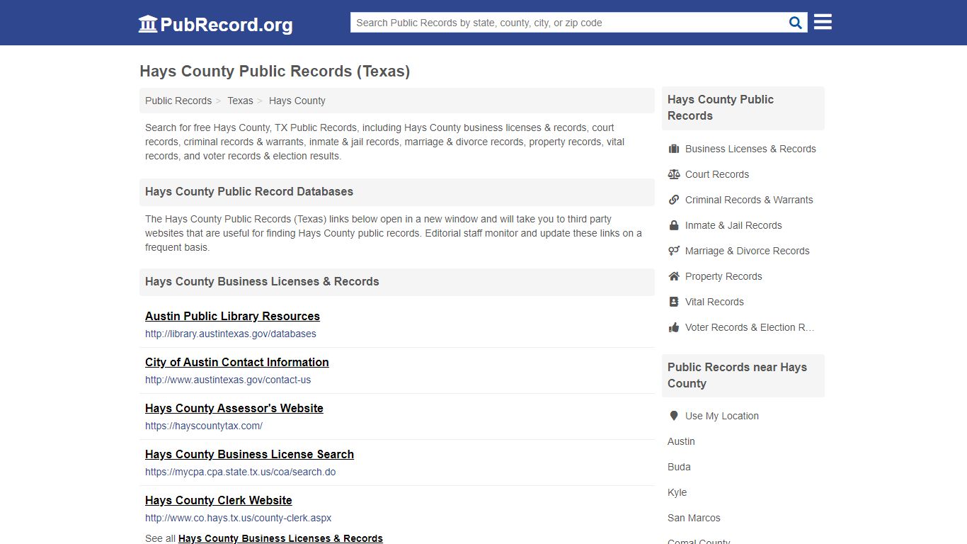 Free Hays County Public Records (Texas Public Records) - PubRecord.org